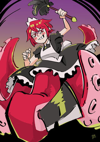 Original. A octopus maid girl with dubious intentions